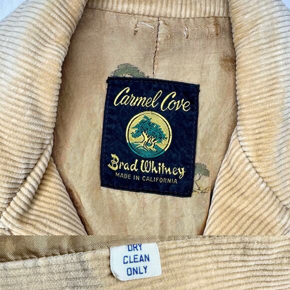 Brad Whitney Carmel Cove VTG 70s/80s Khaki Tan Corduroy Buttoned Trench Coat - Picture 10 of 16